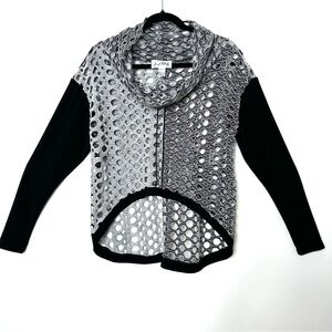Y2K 90’s Joseph Ribkoff Witchy Grunge High Low Cowl Neck Open Weave Top